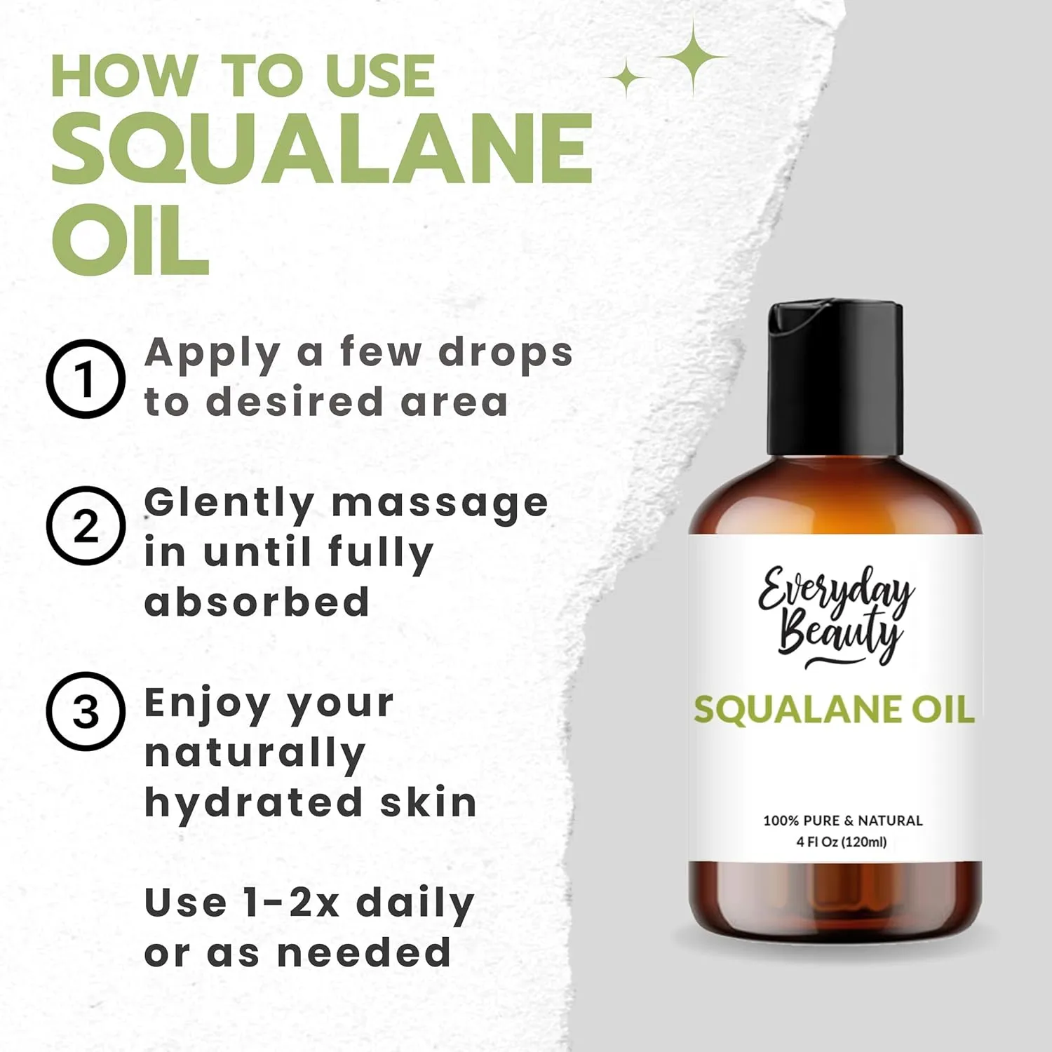 Squalane Oil - 100% Pure & Natural Plant Derived Facial Oil 4 Fl Oz - Cold Pressed and Unrefined Premium Grade Multipurpose Moisturizing Oil For Skin and Hair