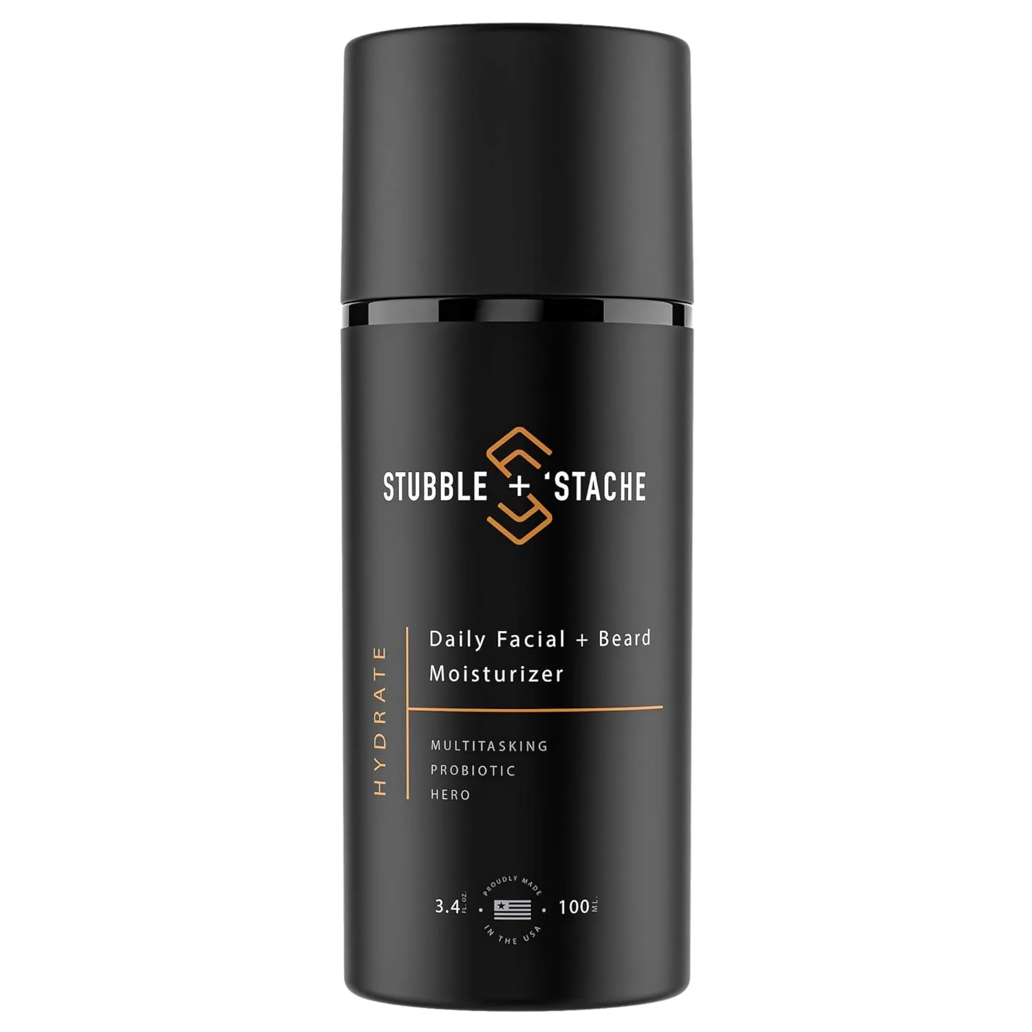 stubble & stache Beard & Face Moisturizer for Men - Hydrating Lotion with Hyaluronic Acid, Niacinamide, Argan Oil, Aloe Vera, Jojoba Oil, & Vitamin A for Dry Skin & Beard Conditioning - 3.4 fl oz