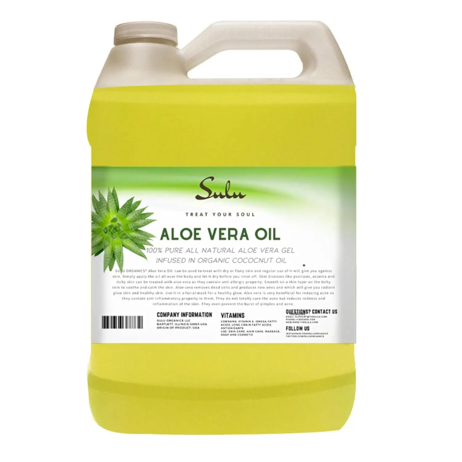 SULU ORGANICS Cold Pressed All Natural Aloe Vera Oil 1 Gallon (128 FL.OZ)