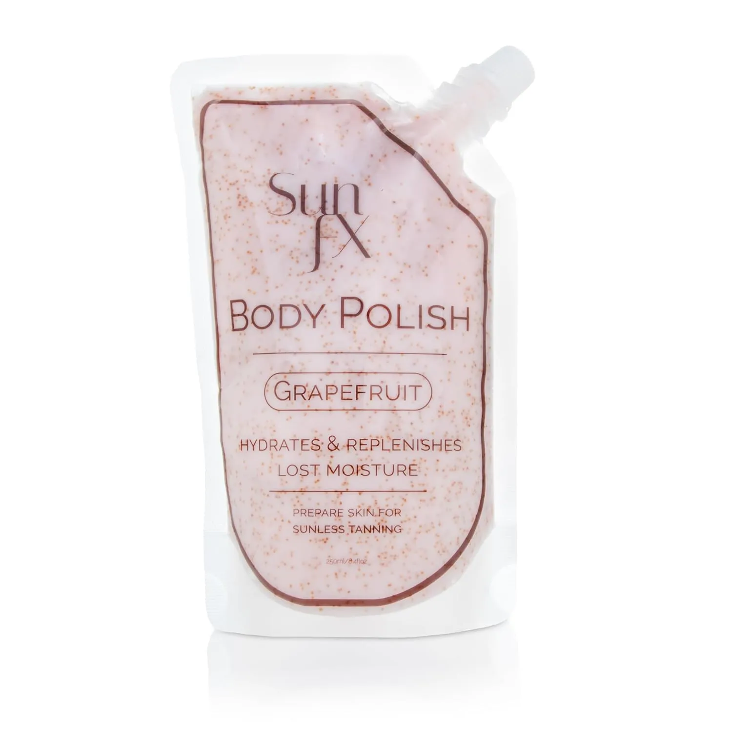 SunFX Grapefruit Body Polish Pre-Spray Tan Ultra Hydrating Exfoliating Nourishing Walnut Scrub for Smooth, Radiant Skin 250ml/8.4floz