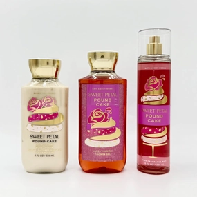 Sweet Petal Pound Cake 3-Piece Bath Bundle | 8oz Body Lotion, 10oz Shower Gel and 8oz Body Spray