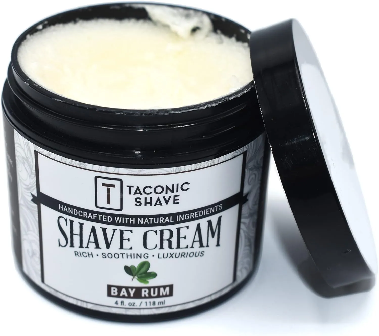 Taconic Shave, All Natural Shave Cream – Highly-Concentrated, Shaving Cream for Men – 4 oz. Moisturizing Shaving Cream Tub with Skin Soothing Ingredients – For All Skin Types - Classic Bay Rum