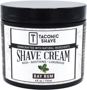 Taconic Shave, All Natural Shave Cream – Highly-Concentrated, Shaving Cream for Men – 4 oz. Moisturizing Shaving Cream Tub with Skin Soothing Ingredients – For All Skin Types - Classic Bay Rum