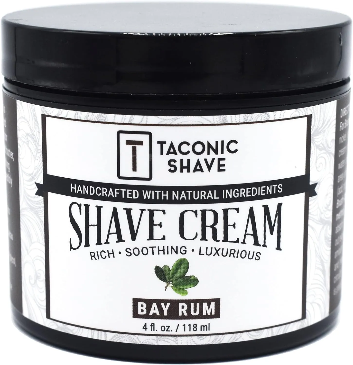 Taconic Shave, All Natural Shave Cream – Highly-Concentrated, Shaving Cream for Men – 4 oz. Moisturizing Shaving Cream Tub with Skin Soothing Ingredients – For All Skin Types - Classic Bay Rum
