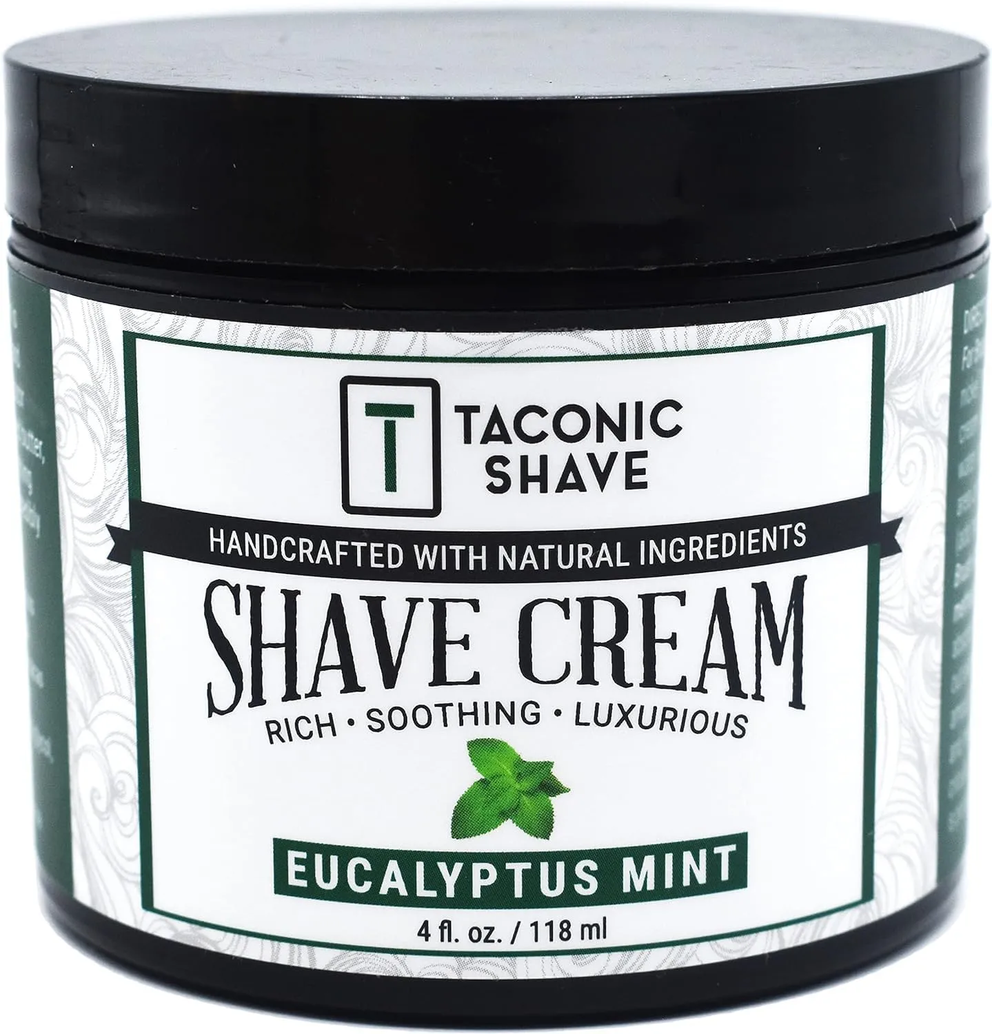 Taconic Shave, All Natural Shave Cream – Highly-Concentrated, Shaving Cream for Men and Women – 4 oz. Moisturizing Shaving Cream Tub with Skin Soothing Ingredients – Cooling Eucalyptus & Mint