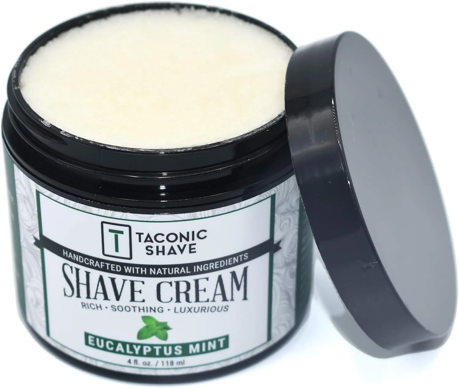 Taconic Shave, All Natural Shave Cream – Highly-Concentrated, Shaving Cream for Men and Women – 4 oz. Moisturizing Shaving Cream Tub with Skin Soothing Ingredients – Cooling Eucalyptus & Mint