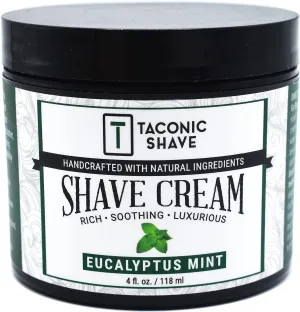 Taconic Shave, All Natural Shave Cream – Highly-Concentrated, Shaving Cream for Men and Women – 4 oz. Moisturizing Shaving Cream Tub with Skin Soothing Ingredients – Cooling Eucalyptus & Mint