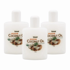 Taha Coconut Oil, Extra Virgin, All-in-One Nourishment for Hair & Body, Protecting & Moisturizing – Great for Sensitive Skin, Natural Scent, 6 Oz (Pack of 3)
