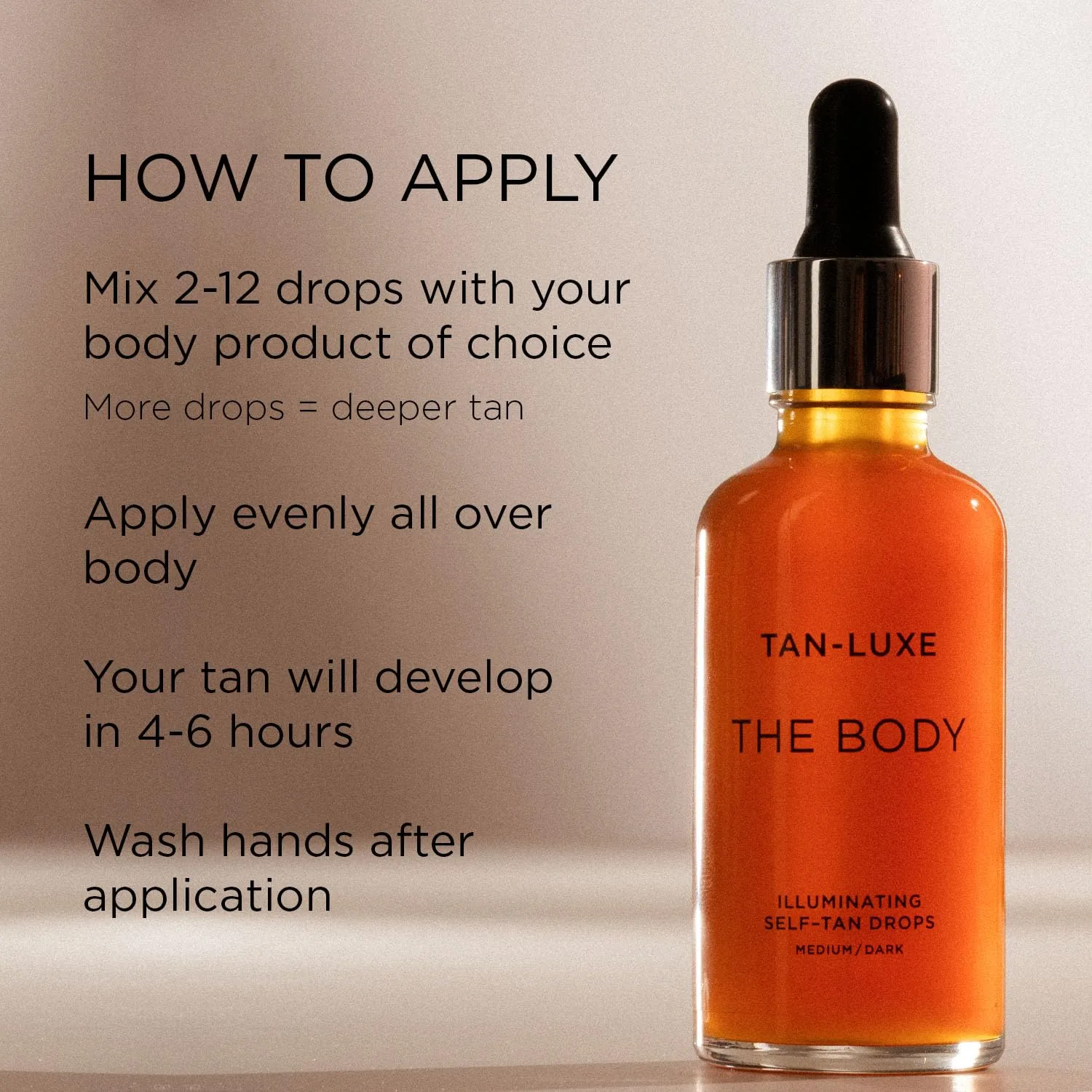 TAN-LUXE The Body - Illuminating Self-Tan Drops, 50ml - Cruelty & Toxin Free - Light/Medium