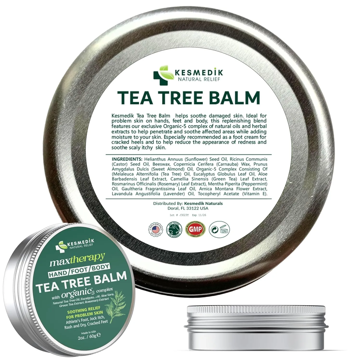 Tea Tree Oil Balm MaxTherapy | Antifungal Homeopathic Remedy for Feet, Scalp & Body, Soothes Itchy Skin, Diaper Rash, Softens Dryness & Cracked Skin (1-Pack)
