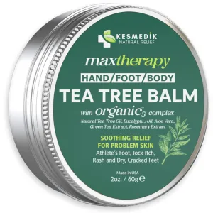 Tea Tree Oil Balm MaxTherapy | Antifungal Homeopathic Remedy for Feet, Scalp & Body, Soothes Itchy Skin, Diaper Rash, Softens Dryness & Cracked Skin (1-Pack)