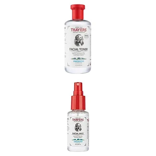 Thayers 2Pk Unscented 12oz Toner and 3oz Unscented Travel Mist Toner