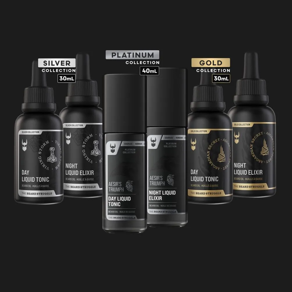 The Beard Struggle Tonic   Elixir Beard Oil Bundle - Gold Collection - Grooming Beard Oil - Softens, Moisturizers, and Strengthens Beard Growth - Pack of 2, Valhalla's Gates