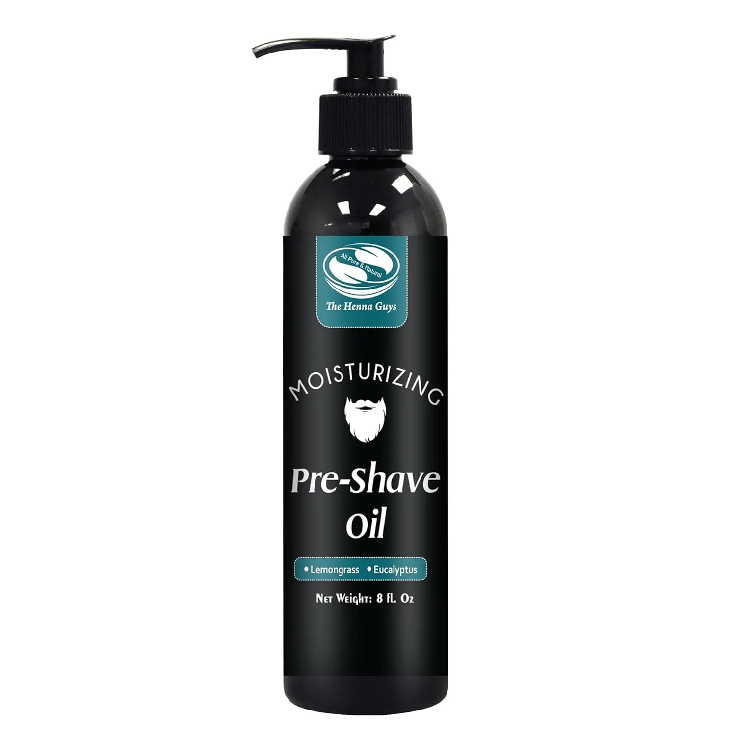 The Henna Guys 8 fl. Oz, Lemongrass & Eucalyptus Pre Shave Oil for Men, Premium Pre Shave Oil, Excellent Shaving oil for Men, Prepares for a burns free Shave, Works with Straight or Safety Razor