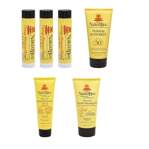 The Naked Bee 2.5oz Vitamin C Facial Moisturizer SPF 30   Face & Body Moisturizing Sunscreen SPF 30 5.5oz   Orange Blossom Honey Lip Balm   Everyday Facial Cleansing Gel 5.5oz