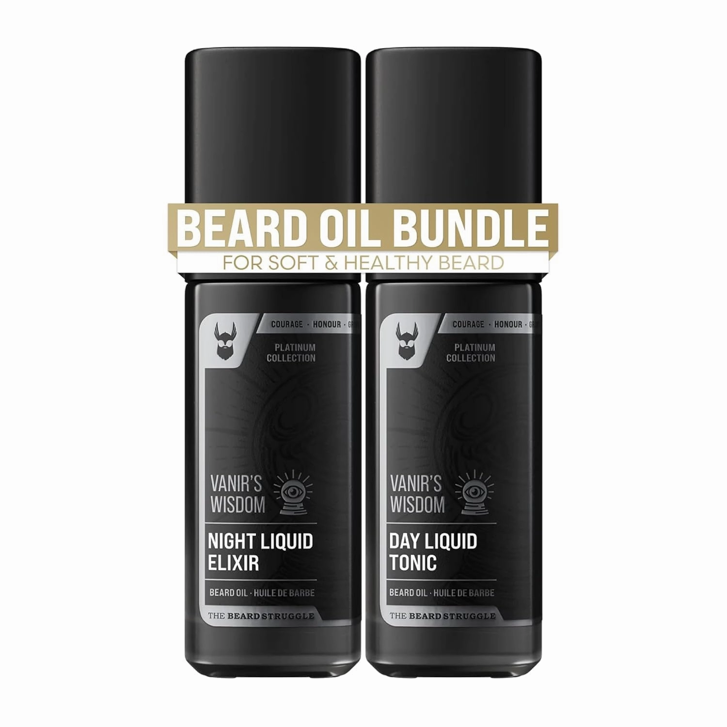 The Beard Struggle Tonic   Elixir Beard Oil Bundle - Platinum Collection - Grooming Beard Oil - Softens, Moisturizers, and Strengthens Beard Growth - Pack of 2, Vanir's Wisdom
