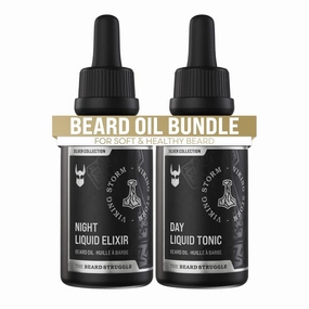 The Beard Struggle Tonic   Elixir Beard Oil Bundle - Silver Collection - Grooming Beard Oil - Softens, Moisturizers, and Strengthens Beard Growth - Pack of 2, Viking Storm