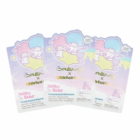 The Crème Shop Little Twin Stars Milky Star Printed Essence Sheet Mask, Paraben-Free, Sulfate-Free & Cruelty-Free Korean Face Mask (Set of 3)