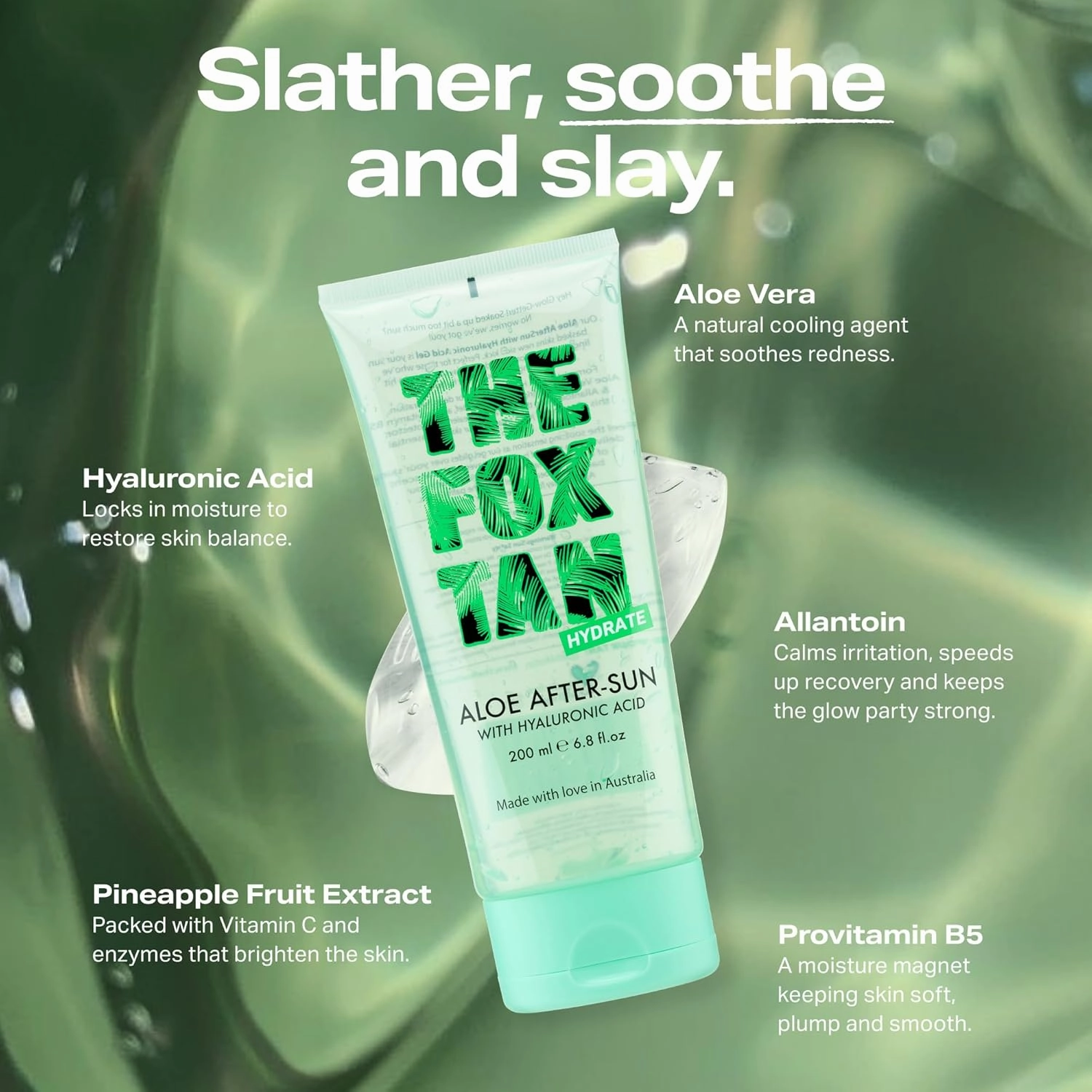 THE FOX TAN Aloe After-Sun Gel, Cooling, Soothing & Hydrating for Sunburnt & Dry Skin, Promotes Long-Lasting Tans, Vegan & Cruelty-Free, 200mL