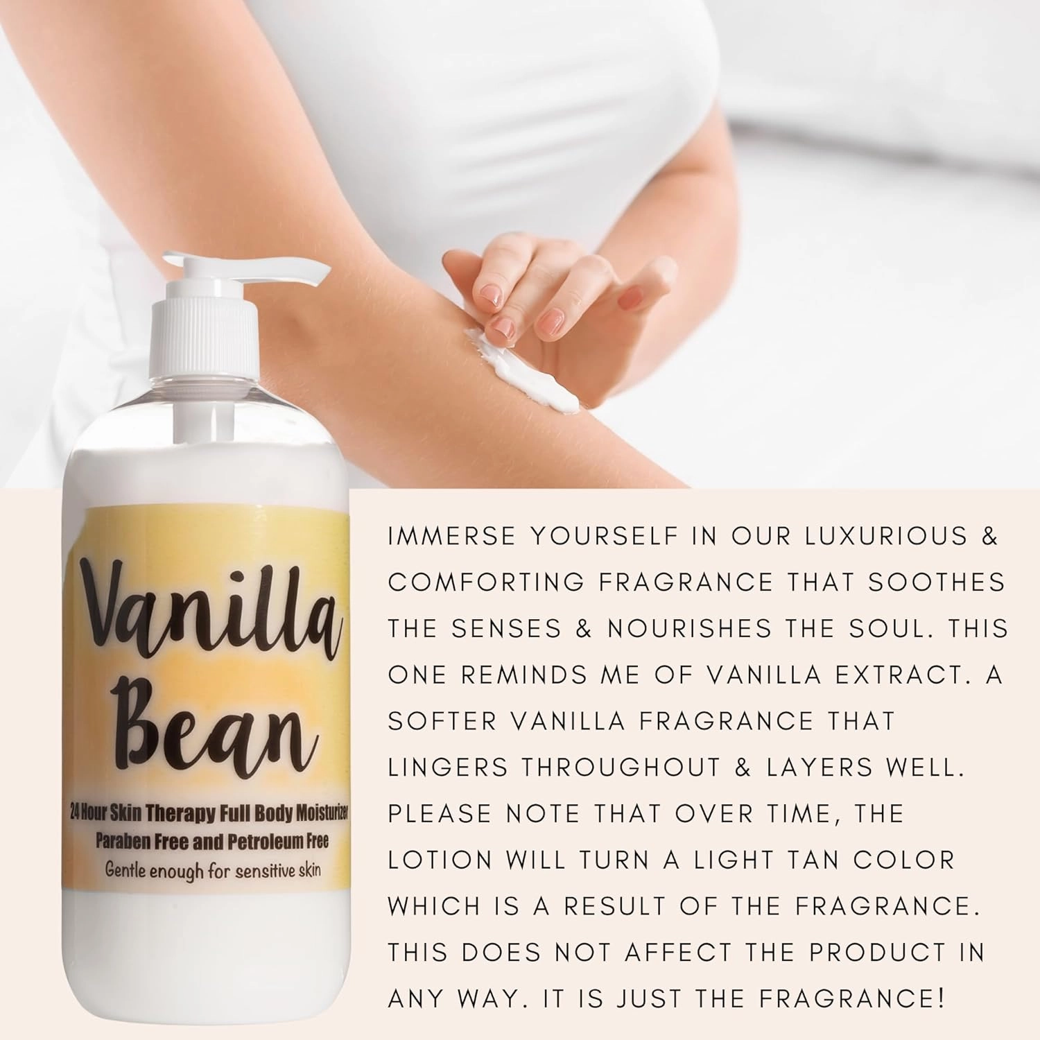 The Lotion Company 24 Hour Skin Therapy Lotion, Full Body Moisturizer, Paraben Free, Made in USA, Vanilla Bean Fragrance, w/ Aloe Vera, 16 Ounces