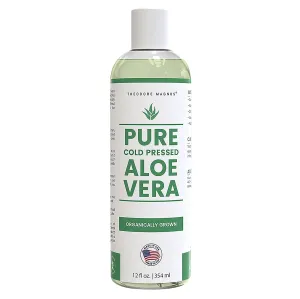 THEODORE MAGNUS Pure Aloe Vera Gel for Face, Skin and Hair - Great for Sunburn Relief - Cold Pressed from Organic Aloe Vera plants grown and harvested in Texas - Made in USA - 12 Fl Oz