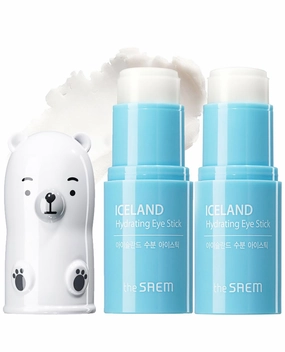 THESAEM Iceland Hydrating Eye Stick - Cooling Eye Balm - Dark Circles & Puffiness – Under Eye Treatment - Reduce Wrinkles and Moisturizing - Minimize Dark & Puffy Eyes - Aqua Scent, 0.24oz 2 Pack