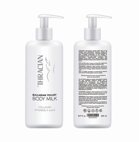 Thracian Bulgarian Yogurt Natural Moisturizing Body Milk with Essential Oils, Collagen, Vitamins E & A, Extra Soothing Lotion for Sensitive and Dry Skin, Non-Greasy, 500 ml, 16.9 Fl Oz