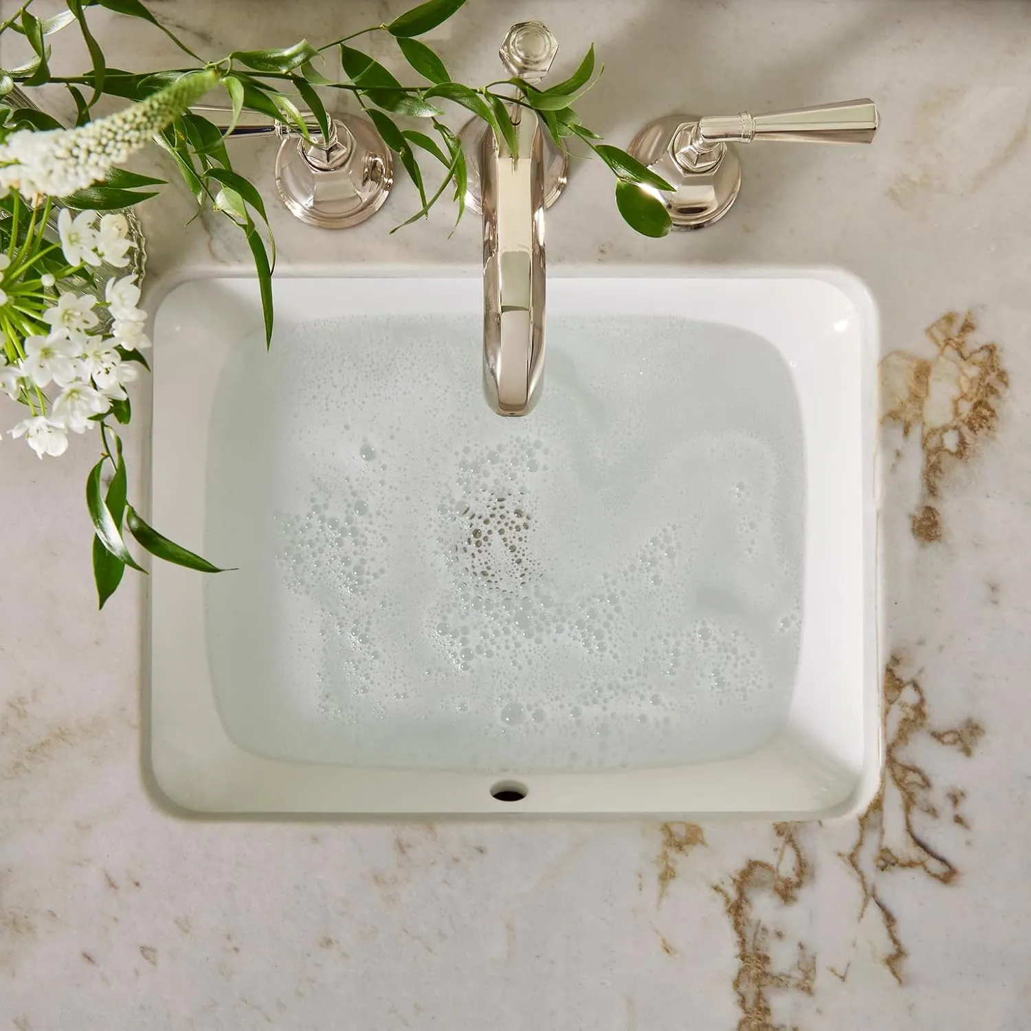 Thymes Large Hand Moisturizing Wash - Olive Leaf - Scented Liquid Hand Soap – Refillable Hand Soap Pump Bottle, Glass - 15 Fl Oz