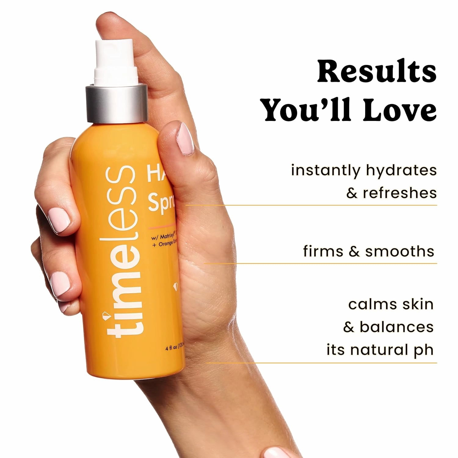 Timeless Skin Care HA Matrixyl 3000 with Orange Spray - Skin Mist with Hyaluronic Acid - Fragrance-Free Hydrating Face Spray - Soothing Matrixyl Skin Care Mist - 4 oz
