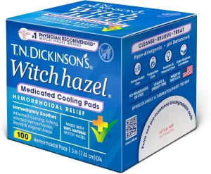 T.N. Dickinson's Hemorrhoidal Pads, Witch Hazel with Aloe, Clear, 100 Count