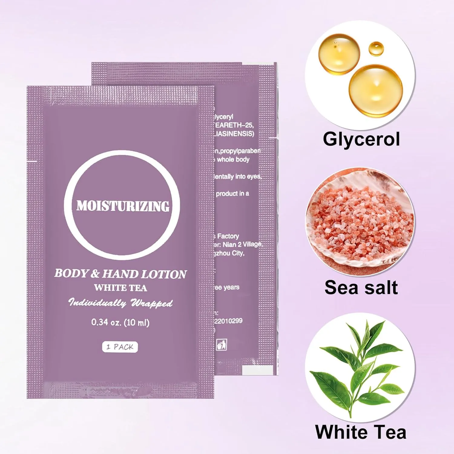 Travel Body Lotion, Individually Wrapped Hand Cream Lotion Bulk, Nourishing Extra Dry Skin Mini Small Packet Size Shower Moisturizer Lotion Toiletries for Travel, Hotel Homeless 0.34 oz (Pack of 100)