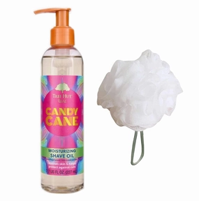 Tree Hut Candy Cane Shave Oil Set! Includes Shave Oil and Loofah! Formulated With Peppermint and Vanilla Bean! Ultra Hydrating and Exfoliating