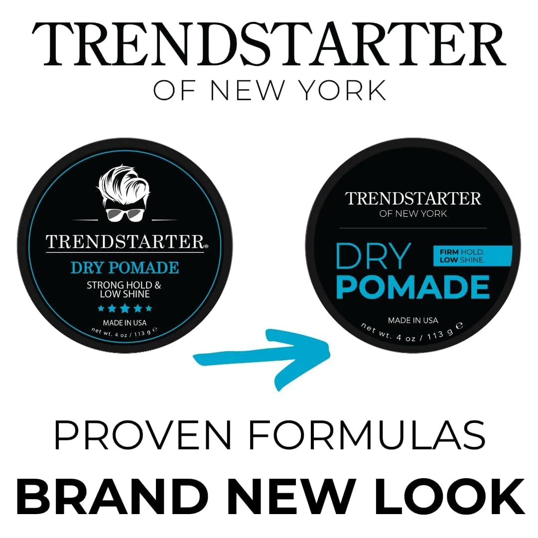 TRENDSTARTER - DRY POMADE (4oz) - Firm Hold - Low Shine - Water-Based Gel Type Pomade - All-Day Hold Premium Hair Styling Products