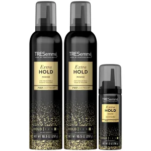 TRESemmé Hair Mousse, Extra Hold, 2-Pack   Travel-Size – Moisturizing, Color-Safe Styling Foam, Frizz Control