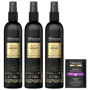 TRESemmé Hairspray, Non-Aerosol, Extra Hold, 3-Pack   Keratin Repair Hair Mask – Moisturizing Hair Spray, Anti-Humidity, Anti-Frizz Hair Products (4 Piece Set)