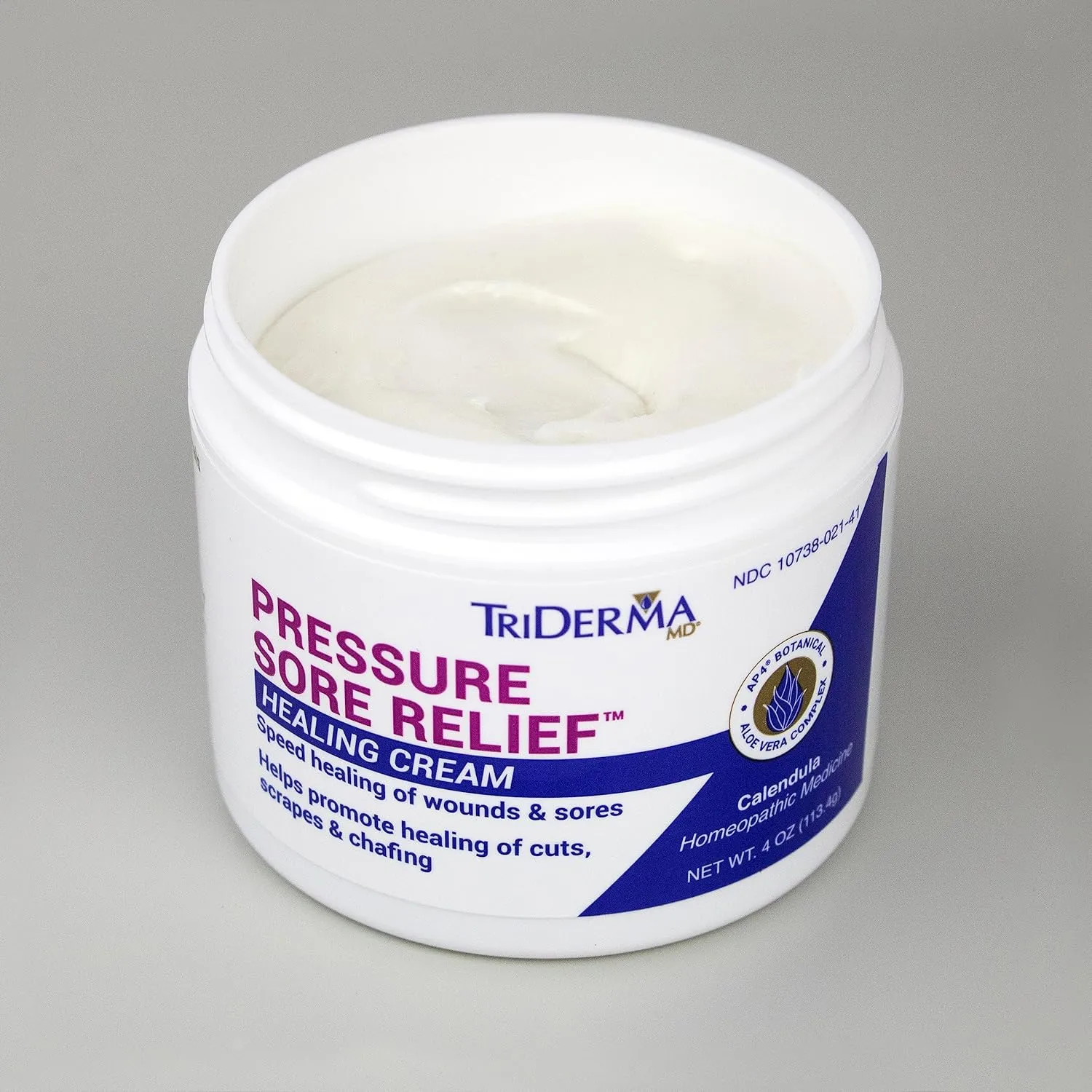TriDerma MD Pressure Sore Relief Healing Cream for Bed Sores Treatment, Ulcers, Pressure Sores, Wound Healing, Chafed Skin and Hard-to-Heal Skin Sores with Calendula and AP4 Aloe, 4 oz Jar