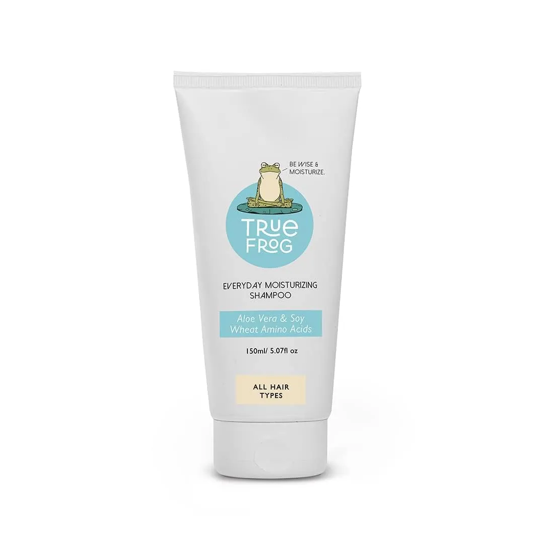 True-Frog Everyday Moisturizing Shampoo | To Repair Damaged hair and Reduce Frizz, Deeply Moisturizes | Aloe-Vera Extract For All Hair Types | SLS free, Paraben-free & Silicone-free - 150 ml.