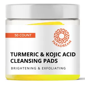 Turmeric Kojic Acid Cleansing Pads: Face Exfoliating Scrub Pads for Dark Spots - Deep Clean Pores Suitable for all Skin Types 50PCS