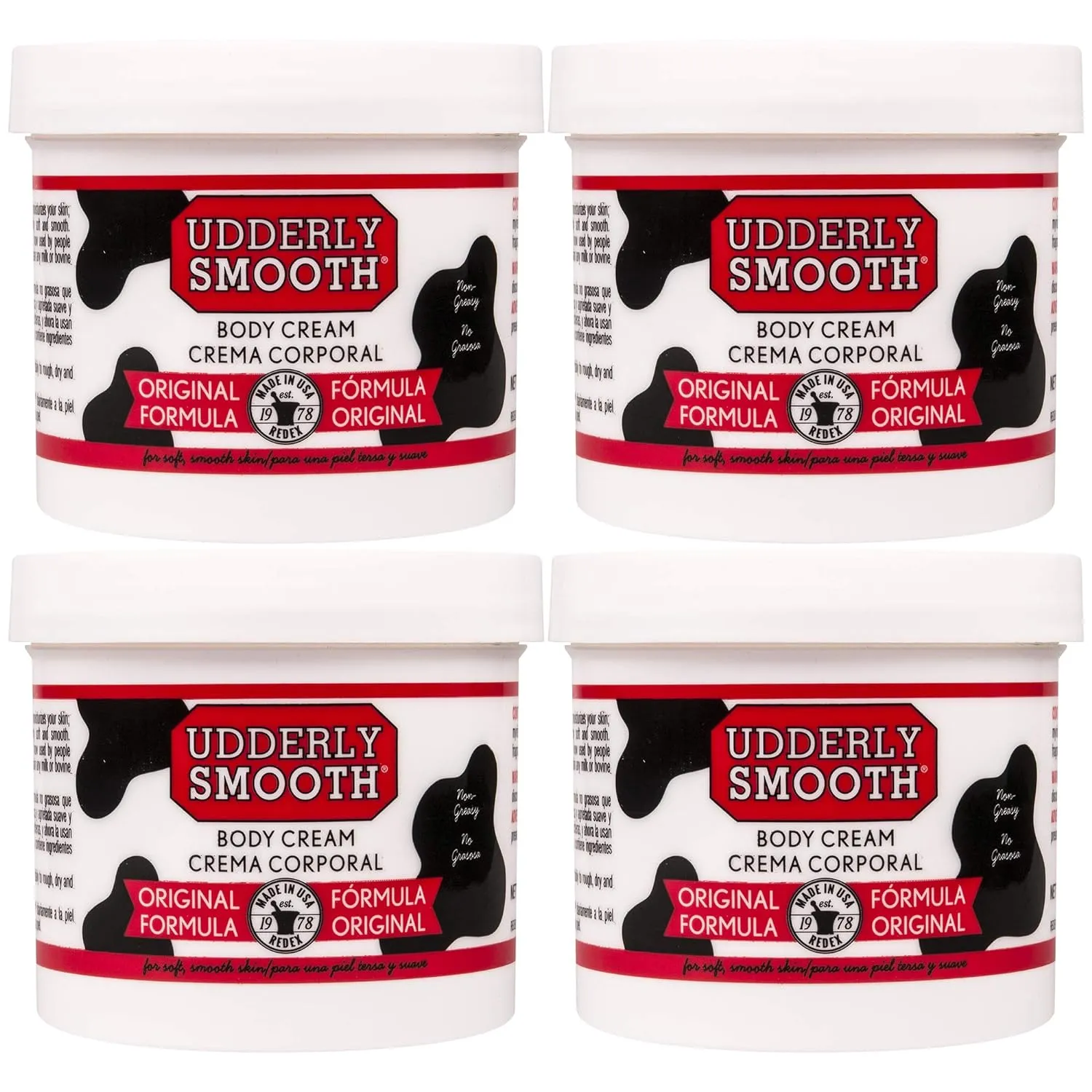 Udderly Smooth Body Cream Skin Moisturizer Original Formula for Rough Dry Skin, 10 Ounce - 4 Pack