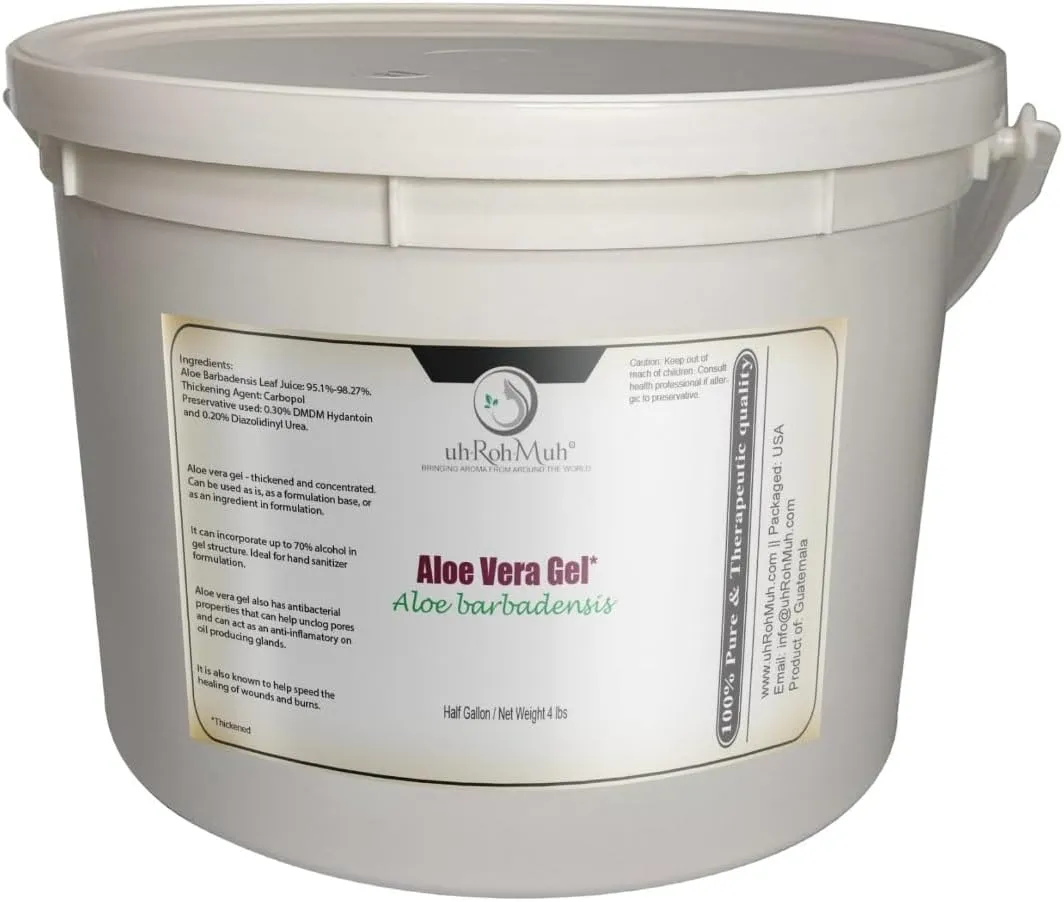 uh*Roh*Muh 100% Pure Half Gal Aloe Vera Gel - Thick, Natural Aloe Gel || Sourced from Guatemala & Packaged in USA || Ultra-Moisturizing & Nourishing - (Net Wt. 1.8 kg / 3.7 lbs)