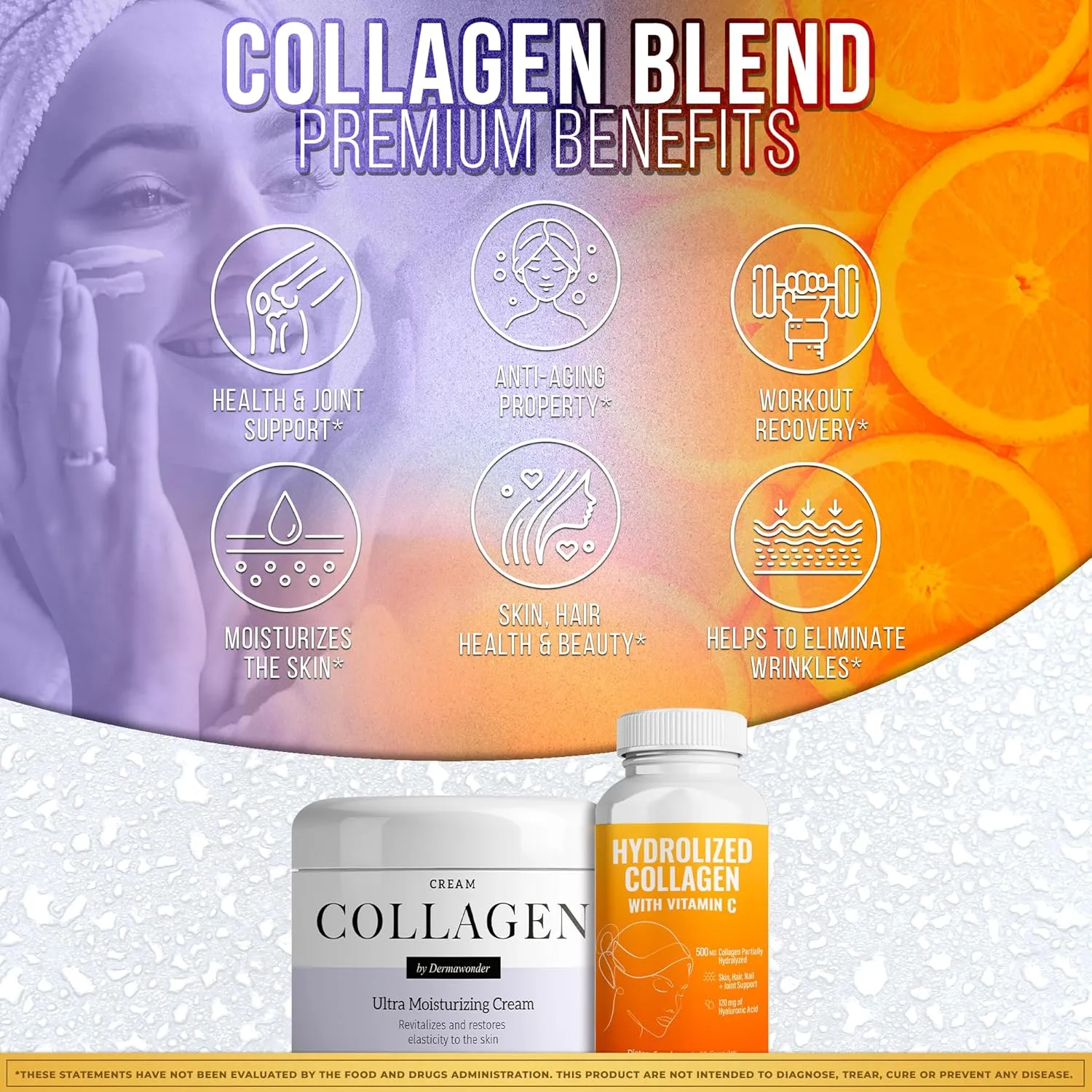 Ultra Collagen Pack | Hydrolyzed Collagen with Vitamin C 500mg 60Ct & Collagen Face Moisturizer 120ml, Collagen Cream for Face, Body & Hands | Hair, and Nail Support (3, DualCollagen)