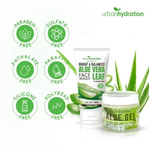 Urban Hydration Aloe Vera Face Wash & Gel Mask Set | Hydrating, Acne Care, Detox, Smooth Skin | Gentle for All Skin Types | Cleanser   Facial Mask Duo | 6 oz   6.7 oz