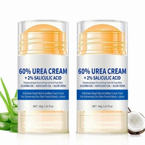 Urea Cream 60%   2% Salicylic Acid, Maximum Strength Foot Cream for Dry Cracked Heels & Feet, Callus Remover, Hydrates & Exfoliates, 40g (Urea Hand & Foot Cream,2pcs)