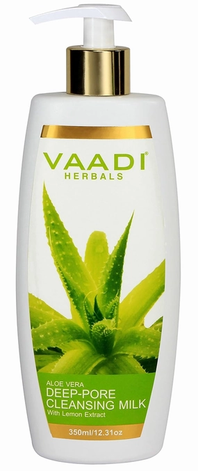 Vaadi Herbals Moisturizer Body Moisturizer Aloe Vera Deep Pore Cleansing Milk Moisturizing Lotion Dry Skin Moisturizer 12 Ounces (350 Millileter)