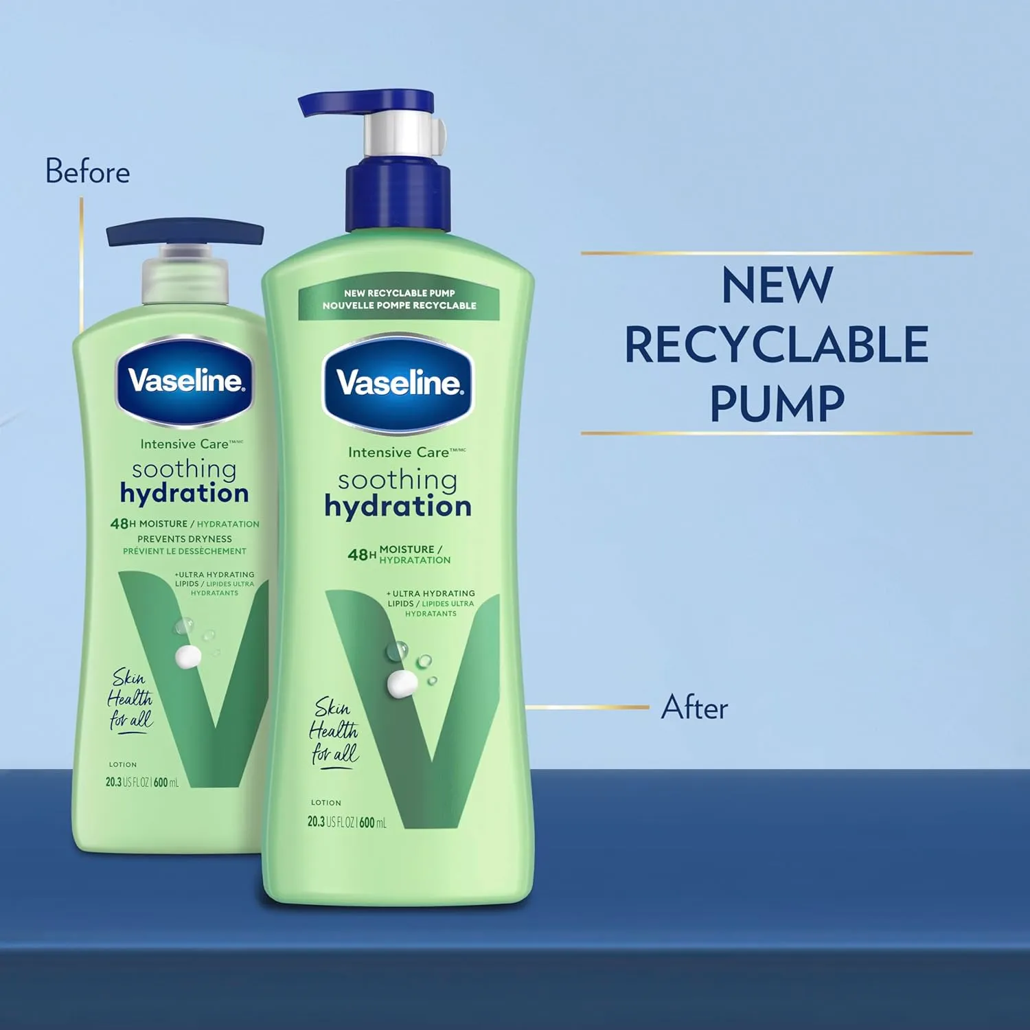Vaseline Intensive Care Body Lotion for Dry Skin Soothing Hydration Lotion Made with Ultra-Hydrating Lipids   1% Aloe Vera Extract to Refresh Dehydrated Skin 20.3 oz, Pack of 3