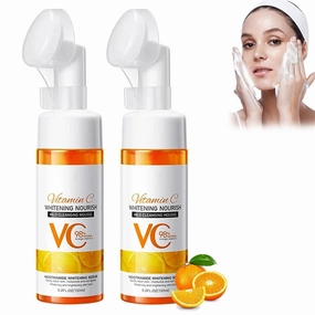 VC Brightening Mousse Cleanser, Vitamin C Foaming Face Wash, Deep Cleansing Foam For Glowing Skin, Cleansing And Moisturizing Facial Vitamin C Cleanse (2Pcs)