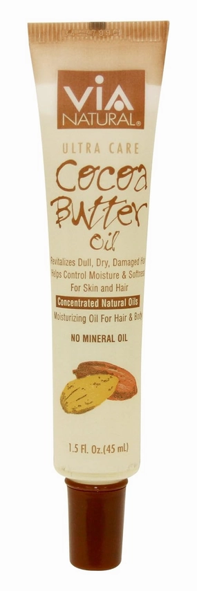 VIA Natural Ultra Care Cocoa Butter Oil Concentrated Natural Oil 1.5oz - Revitalizes Dull, Dry, Damaged Hair Helps Control Moisture & Softness For Skin and Hair - 24 Pack