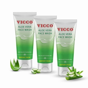 Vicco Aloe Vera Face Wash with Natural Aloe Extracts – (Pack of 3) 5.29 oz, Gentle Daily Cleanser for All Skin Types