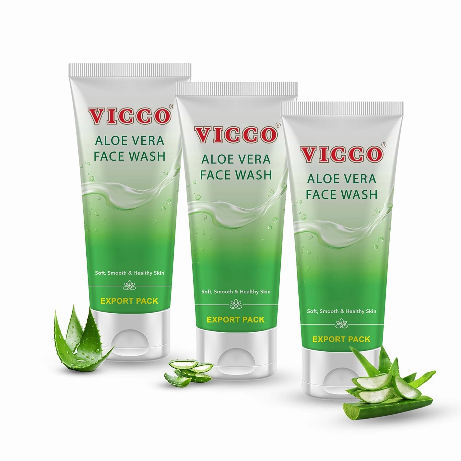 Vicco Aloe Vera Face Wash with Natural Aloe Extracts – (Pack of 3) 5.29 oz, Gentle Daily Cleanser for All Skin Types