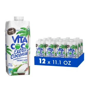 Vita Coco Organic Coconut Water, Extra Coconut | More "Coconutty" Flavor | Natural Electrolytes | Vital Nutrients | 11.1 Fl Oz (Pack of 12)